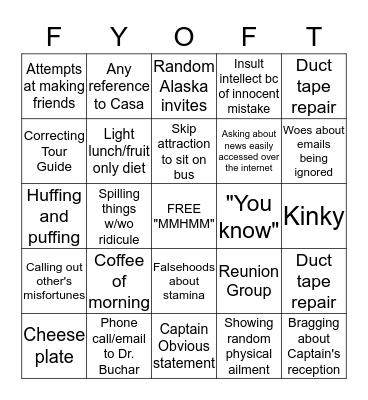 FYOFT! Bingo Card