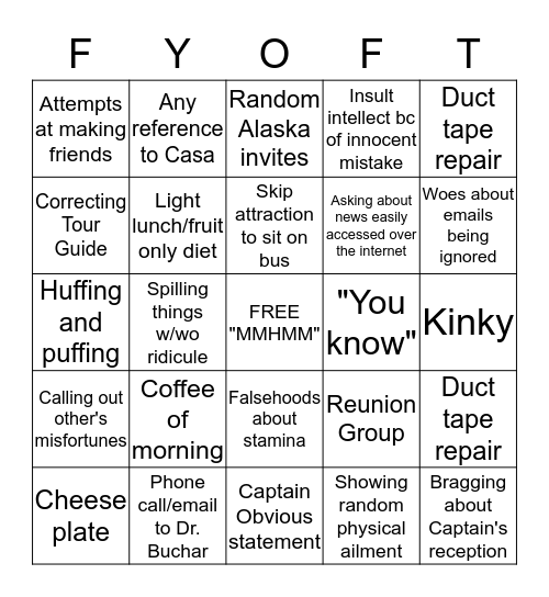 FYOFT! Bingo Card