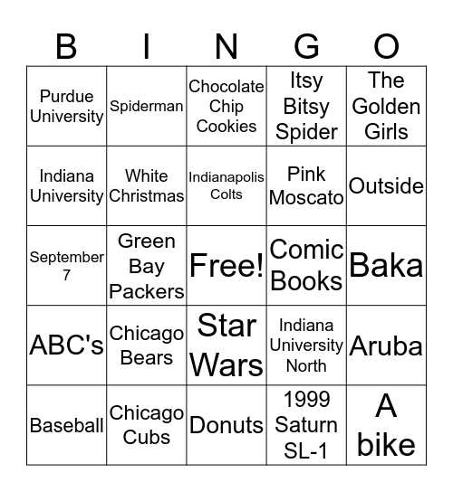 Baby Alexander Bingo Card