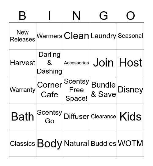 Scentsy Bingo Party! Bingo Card