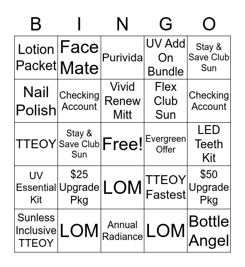 TC CONTEST Bingo Card