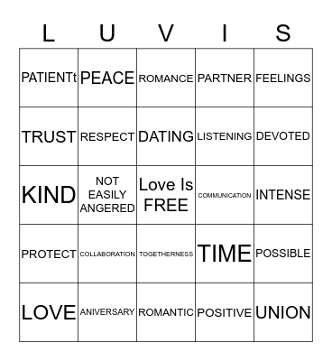 LOVE IS Bingo Card