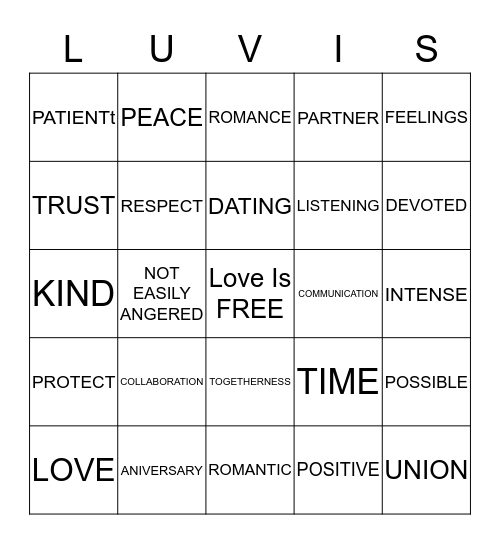 LOVE IS Bingo Card