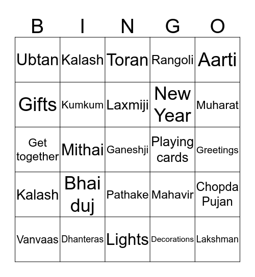 Shubh Deepawali !! Bingo Card