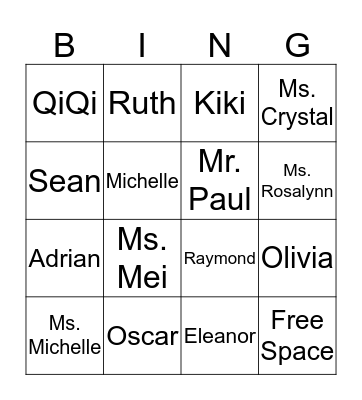 Bumblebee Bingo Card