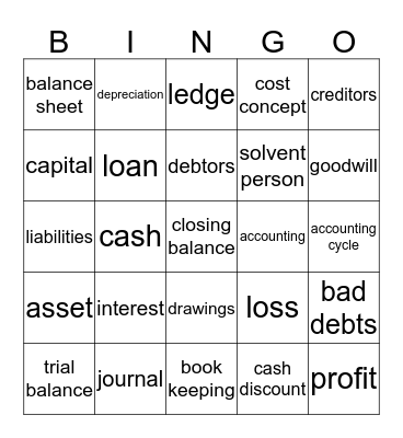 Accounting Bingo Card