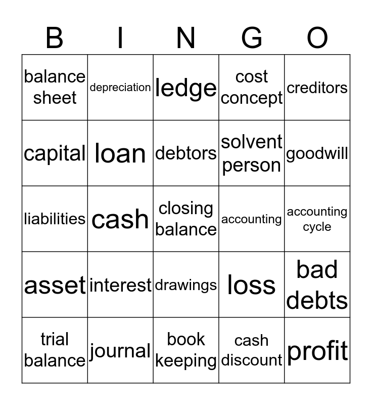 Accounting Bingo Card