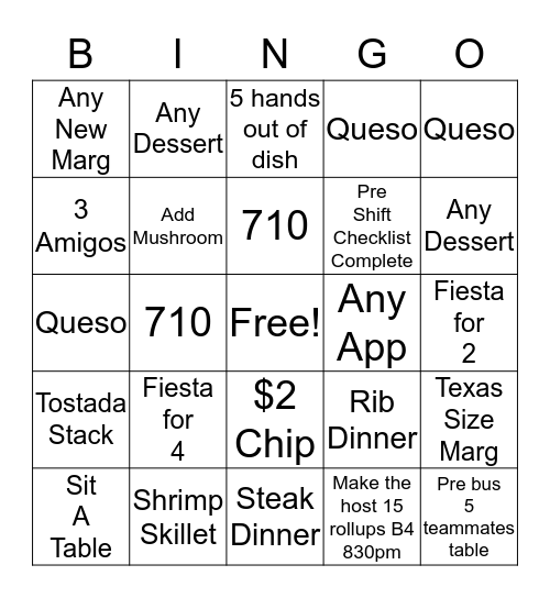 Salsa's Bingo Blast! Bingo Card