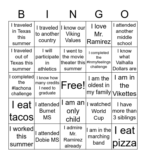Hello  Bingo Card