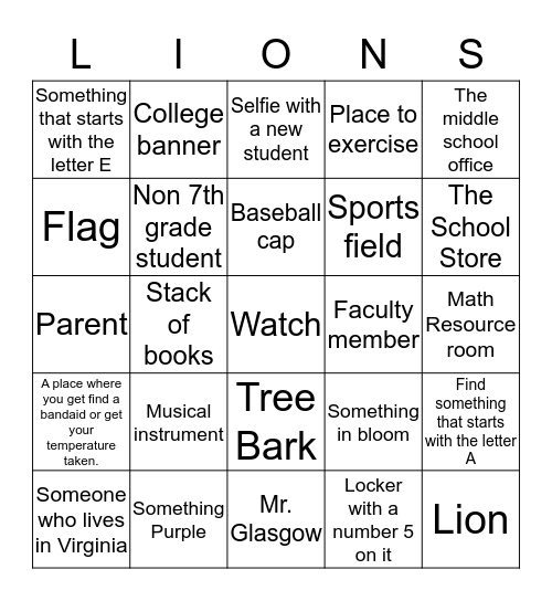 Picture Bingo Card