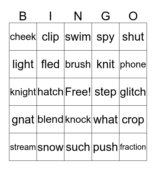 Letter-Sound Correspondence Bingo Card