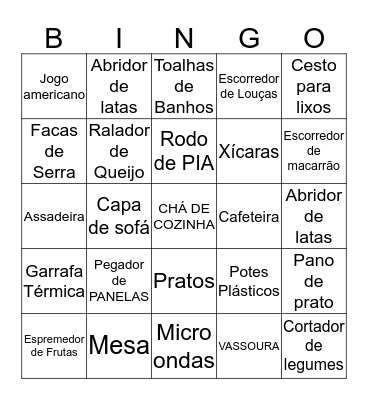 CHÁ de PANELAS  Bingo Card