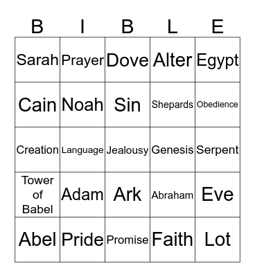 Bible Bingo Card