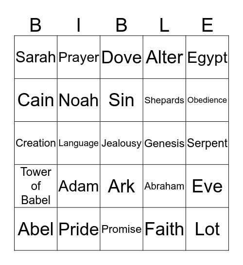Bible Bingo Card