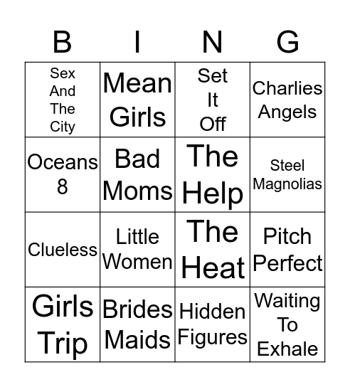 ALL FEMALE CAST MOVIES Bingo Card