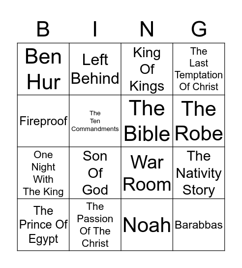 RELIGIOUS MOVIES Bingo Card