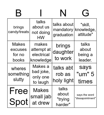 Rebecca Bingo Card
