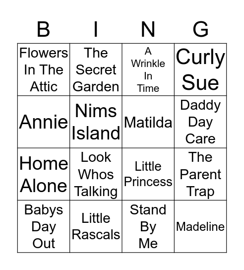 KIDS ARE THE STARS Bingo Card