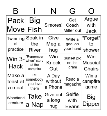 Camp Echo Lake Bingo Card