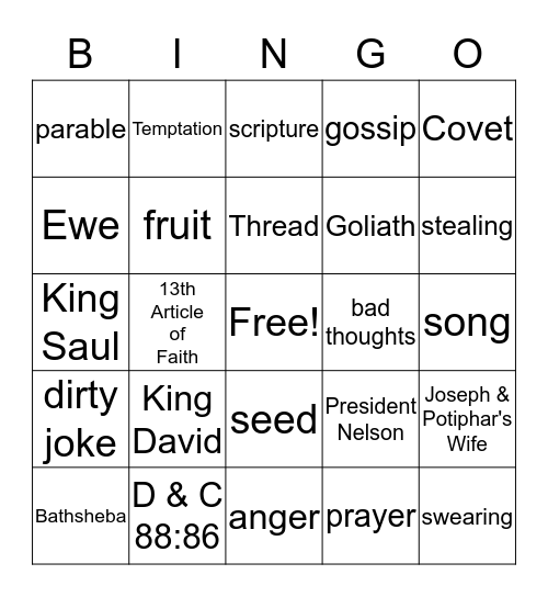 Primary Bingo Card