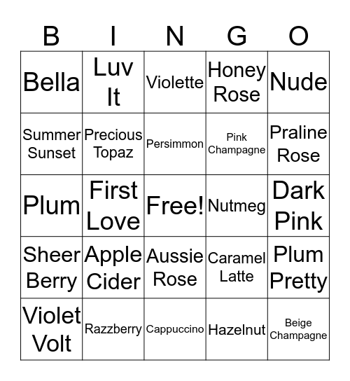 SeneGence Bingo Card