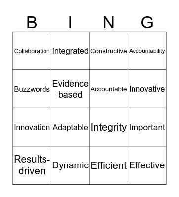 Buzzword Bingo Card
