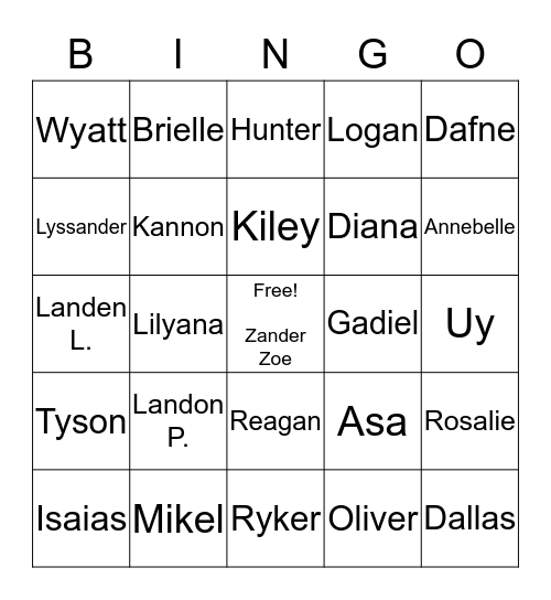BACK TO SCHOOL NAME BINGO Card