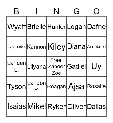 BACK TO SCHOOL NAME BINGO Card