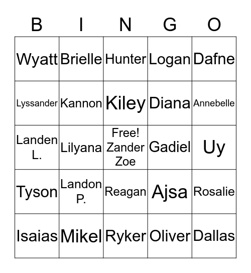 BACK TO SCHOOL NAME BINGO Card