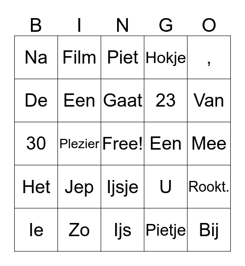 Ijs Raket Bingo Card