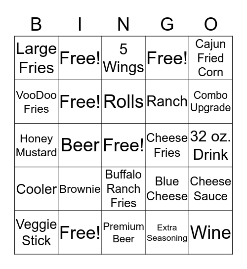 Up-Sell Bingo Card Bingo Card