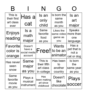 Walkabout Bingo Card