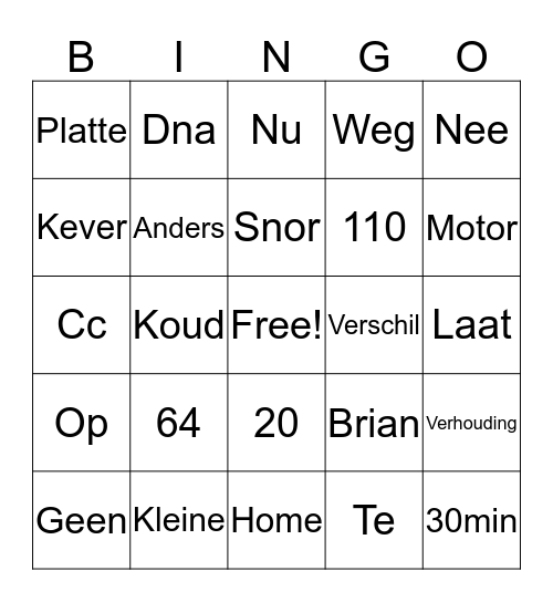 Porsch Bingo Card