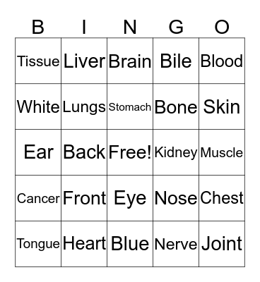 Root Words Bingo Card