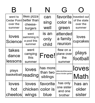 Bingo Scavenger Hunt Bingo Card