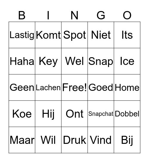 Bingo late nicht.   Bingo Card