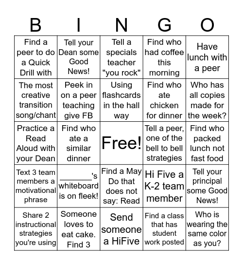 K-2 Teacher Bingo!  Bingo Card