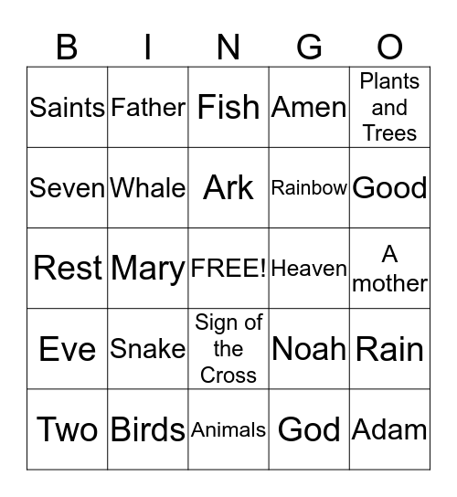 Bible Bingo ! Bingo Card