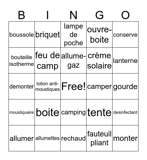Fr. 3 Ch. 7 voc. 1 Bingo Card