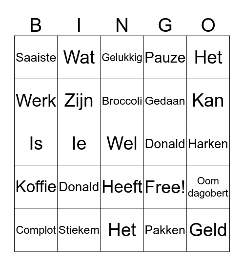 (D)uck (B)ingo Bingo Card