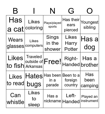 People BINGO Card