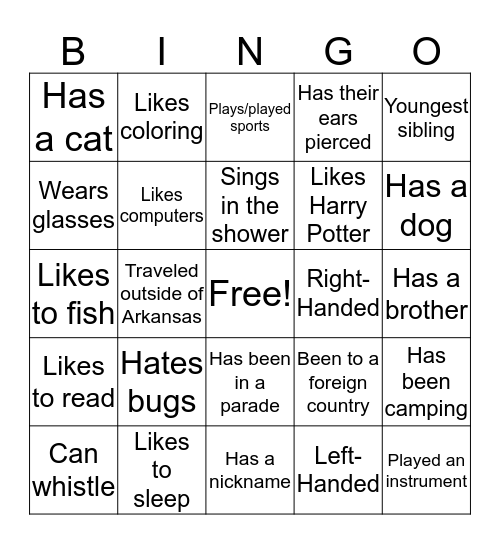 People BINGO Card