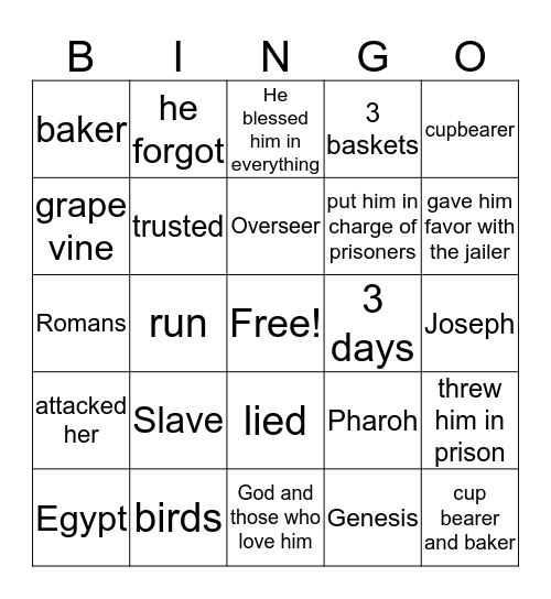 Joseph is Blessed Bingo Card