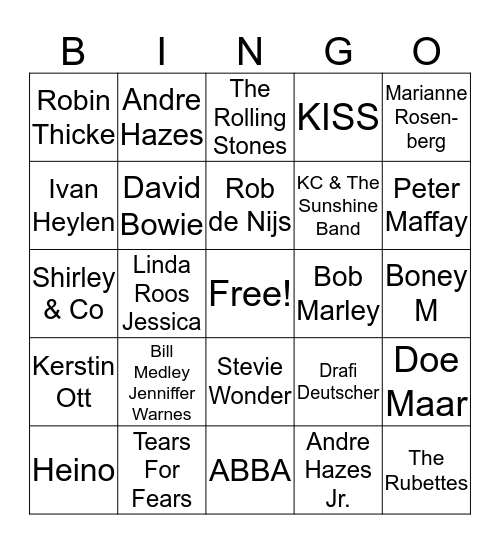 Aloha Music Bingo Card