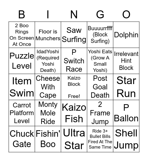 Kaizo Bingo Card