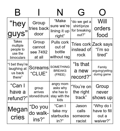 Island Bingo Card