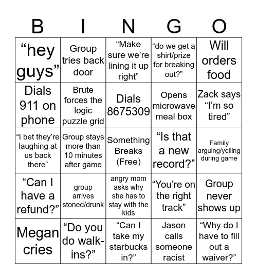 Do Not Disturb Bingo Card