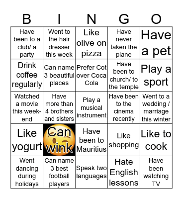 AUTOGRAPH Bingo Card