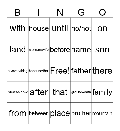 Untitled Bingo Card