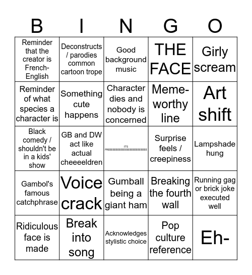 TAWOG thing Bingo Card